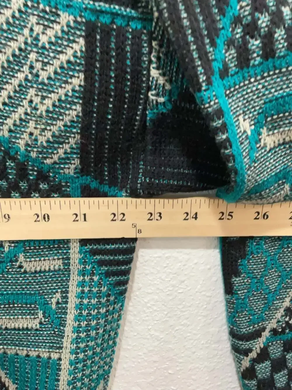 Vintage McGregor Geometric Abstract Knit Sweater Teal Black Size Large